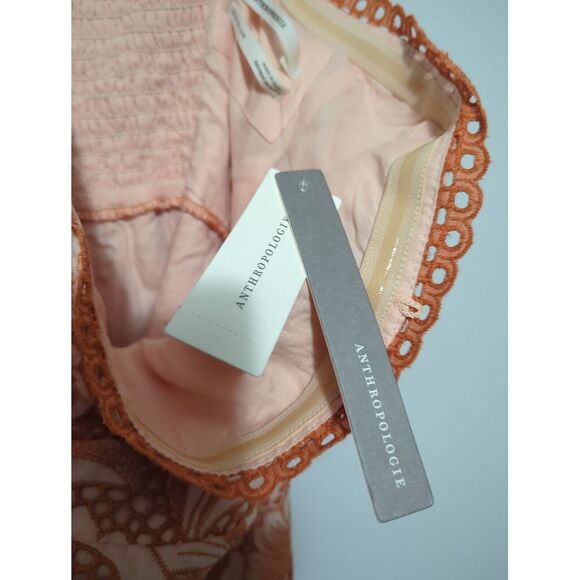 NWT Anthropologie Womens Midi Floral Embroidery Bodycon Dress Orange Size 8 - Picture 6 of 12